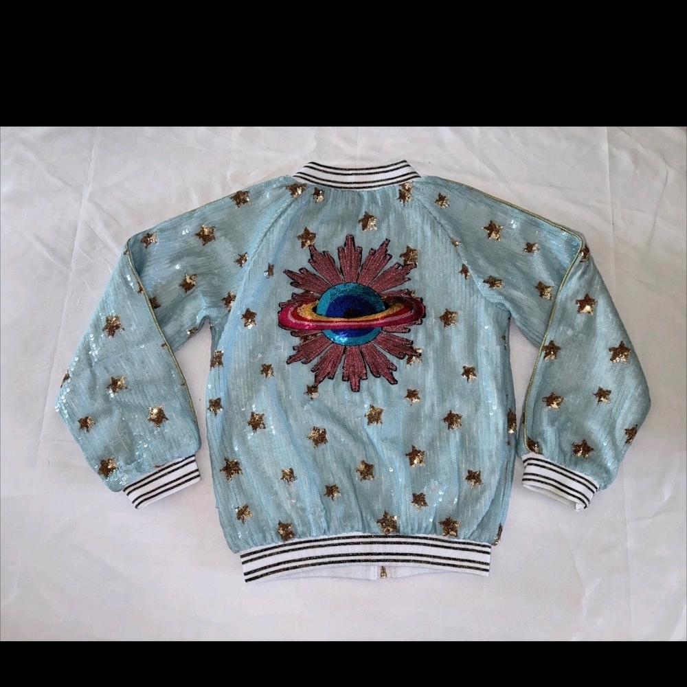 Lola + The Boys Sequin Star Jacket - Blue and Gold - Picture 3 of 7